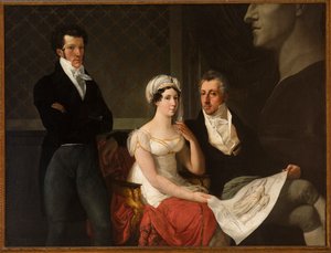Porträtt av familjen Cicognara, med bysten av Antonio Canova av Hayez, Francesco (1791-1882). Olja på duk av Francesco Hayez