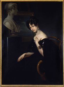 porträtt av markisin Cristina Trivulzio, prinsessan av Belgiojoso (Belgien) (1808-1871), italiensk patriot och bokstäverkvinna, målning av Francesco Hayez. i Florens, Italien.
