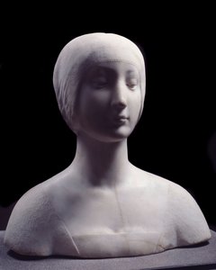 Byst av en ung kvinna som heter Beatrice d"Aragon. Marmorskulptur tillskriven Francesco da Laurana av Francesco Laurana