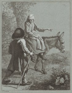 Pojke och flicka med en åsna