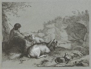 Herde med får och get Shepherd-scener (serietitel) av Francesco Londonio