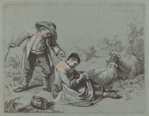Bonde retar en sovande flicka med en kvist, 1763.
