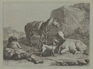Liggande herde med en säck, ca. 1763. av Francesco Londonio