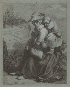 Sittande bondkvinna med sovande barn, 17581759. av Francesco Londonio