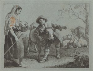 Herde som pekar ut riktningen till en herdinna, 1762. av Francesco Londonio