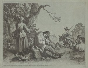 Sovande herdepojke och kvinna med ett barn, 17591782. av Francesco Londonio