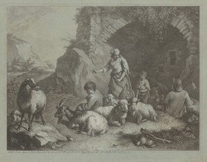 Kvinna, herdepojkar och får nära en båge, 17591782. av Francesco Londonio