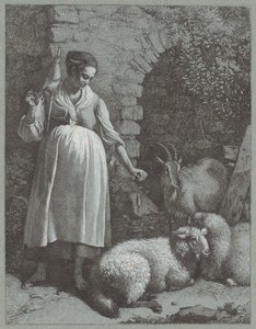 Kvinna som spinner garn vid en båge, 1764. av Francesco Londonio