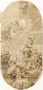 Studie för instiftande av rosenkransen av Saint Dominic av Francesco Lorenzi