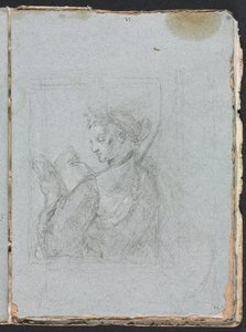 Verona Skissbok: Kvinnofigur med öppen bok sida 63, 1760. av Francesco Lorenzi