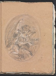 Verona Skissbok: Figur med barn på rundel sida 67, 1760. av Francesco Lorenzi