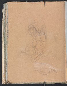 Verona Skissbok: Figurer i en rundel med studie av en hand (sida 70) av Francesco Lorenzi