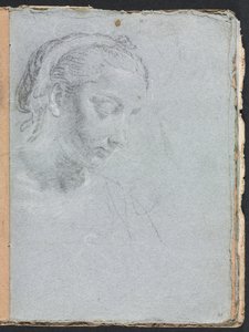 Verona Skissbok: En kvinnas huvud och axlar sida 61, 1760. av Francesco Lorenzi