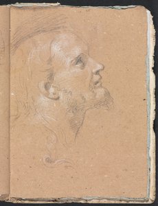 Verona Skissbok: Manligt huvud på profilsidan 91, 1760. av Francesco Lorenzi