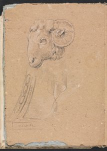 Verona Skissbok: Rams huvud sida 12, 1760. av Francesco Lorenzi