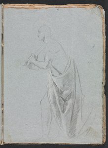 Verona Skissbok: Stående hane med draperi sida 19, 1760. av Francesco Lorenzi