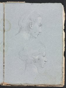 Verona Skissbok: Två huvuden sida 85, 1760. av Francesco Lorenzi