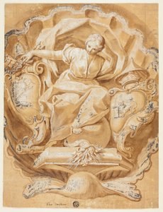 Allegorisk figur med vapen av Alexander VIII (Ottoboni) och vapen av påvedömet
