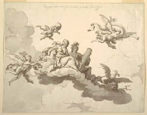 Teckning, Förslag till takmålning: Ödmjukhetens och styrkans triumf, ca 1780