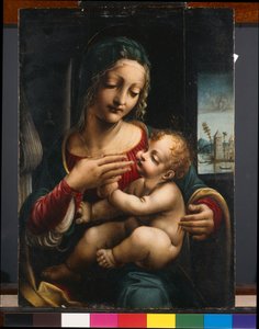 Jungfru och barn, ca 1490-1500 (olja på panel) av Francesco Napoletano