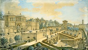 Utsikt över Rom (akvarell på papper) av Francesco Panini