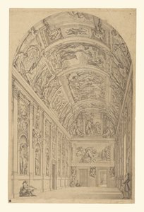 Vy över Farnese-galleriet, Rom av Francesco Panini