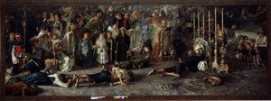 Il voto (Fete i hyllning till St Pantaleon 27 juli i Miglianico i Abruzzo, Italien) - olja på duk