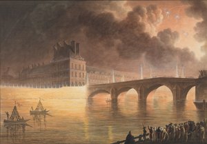 Högtid för allmän fred ges i Paris den 18 Brumaire. Kungliga bron, 1801-2 av Francesco Piranesi
