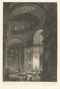 Peterskyrkans interiör, med belysningen av Peters kors av Francesco Piranesi