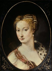 Porträtt av Diane de Poitiers (1499 - 1566) Damen av Breze, hertiginnan av Valentinois. Målning av Francesco Primaticcio, känd som The Primatice (1504 - 1570)