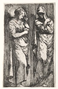 Två romerska kvinnor. av Francesco Primaticcio