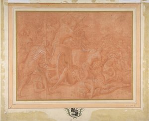 Ulysses och hans följeslagare slåss mot cikonerna inför staden Ismaros, Studera..., 1555-60.
