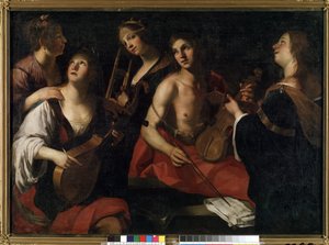 Konserten (Konsert). Målning av Francesco Rustici (cirka 1575-1626). Olja på duk