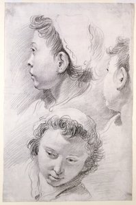 Tre studier av huvudet av en yngling av Francesco Salvator Fontebasso
