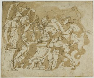 Camillus attackerar Brennus av Francesco Salviati