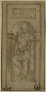 Nischad staty av David med Goliat-huvudet av Francesco Salviati