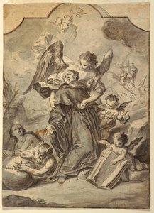 Teckning, Vision av helgonförklarad benediktinmunk, 1776 av Francesco Saverio Mergolo