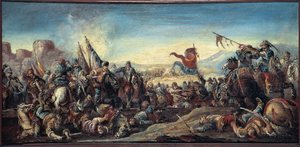 Veneto-österrikisk-osmanska kriget (tredje österrikisk-osmanska kriget eller sjunde Venedig-ottomanska kriget) "" Slaget mellan venitier och turkar på Korfu, Grekland