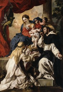 Den tronande Maria med barnet, den helige Dominikus och den heliga Katarina av Siena (Rosenkransmadonnan) av Francesco Solimena