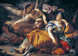 Hagar och ängeln, av Francesco Solimena (1657-1747), olja på duk av Francesco Solimena
