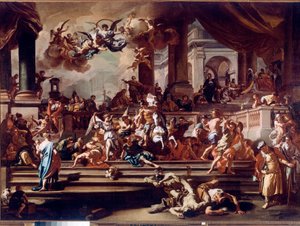 Heliodore (Heliodoros) Änglarnas jakt på templet Målning av Francesco Solimena dit l