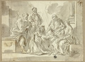Den heliga familjen med helgon av Francesco Solimena