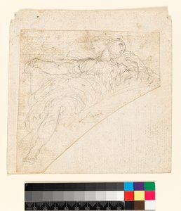 Recto: Studie för en kvinnlig figur i en spandrel. Verso: Ritning på baksidan av papperet, före 1747 av Francesco Solimena