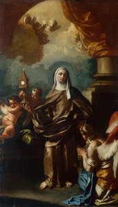 Saint Clare med en ängel (olja) av Francesco Solimena
