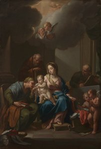Presentationsskiss för "Den heliga familjen med de heliga Anne, Joachim och Johannes Döparen" (för Santa Maria i Via Lata, Roma) av Francesco Trevisani
