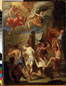 Fyra heliga martyrer. Målning av Francesco Trevisani (1656-1746). Olja på duk, 50 x 38 cm. Romersk konst, italiensk barockstil. Statens M. Ciurlionis konstmuseum, Kaunas (Litauen).