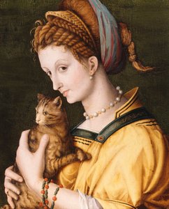 Dam med en katt, ca 1525-30