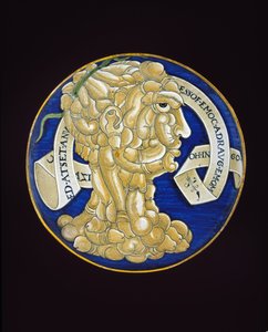 Fat med ett sammansatt huvud av penisar, ca 1536 (tennglaserat lergods, majolika)