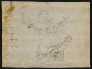 Studies for Christ Giving a New Heart to Saint Catherine of Siena (recto); Gud Fadern i luften med utsträckta armar (verso) av Francesco Vanni