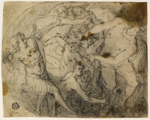 Studie för Saint Michael Casting Out Lucifer av Francesco Vanni